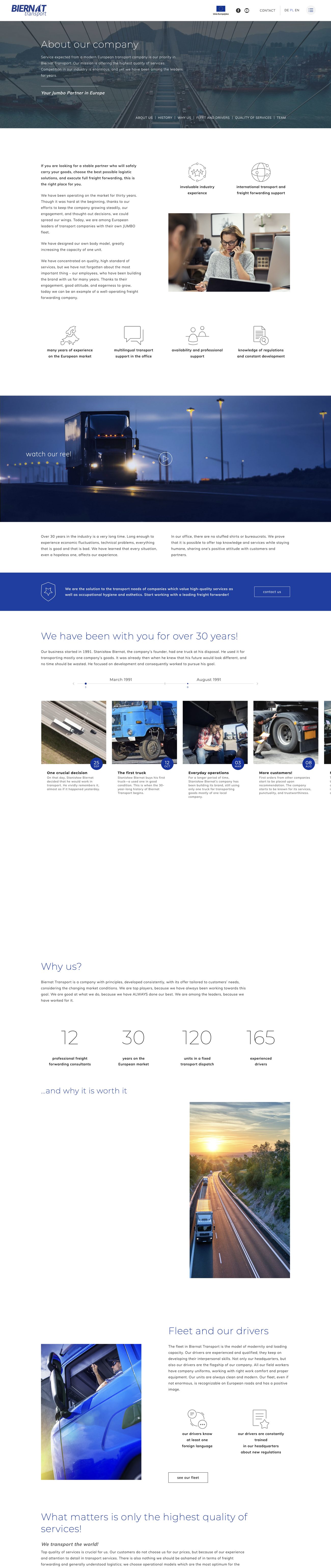 Company history and team page