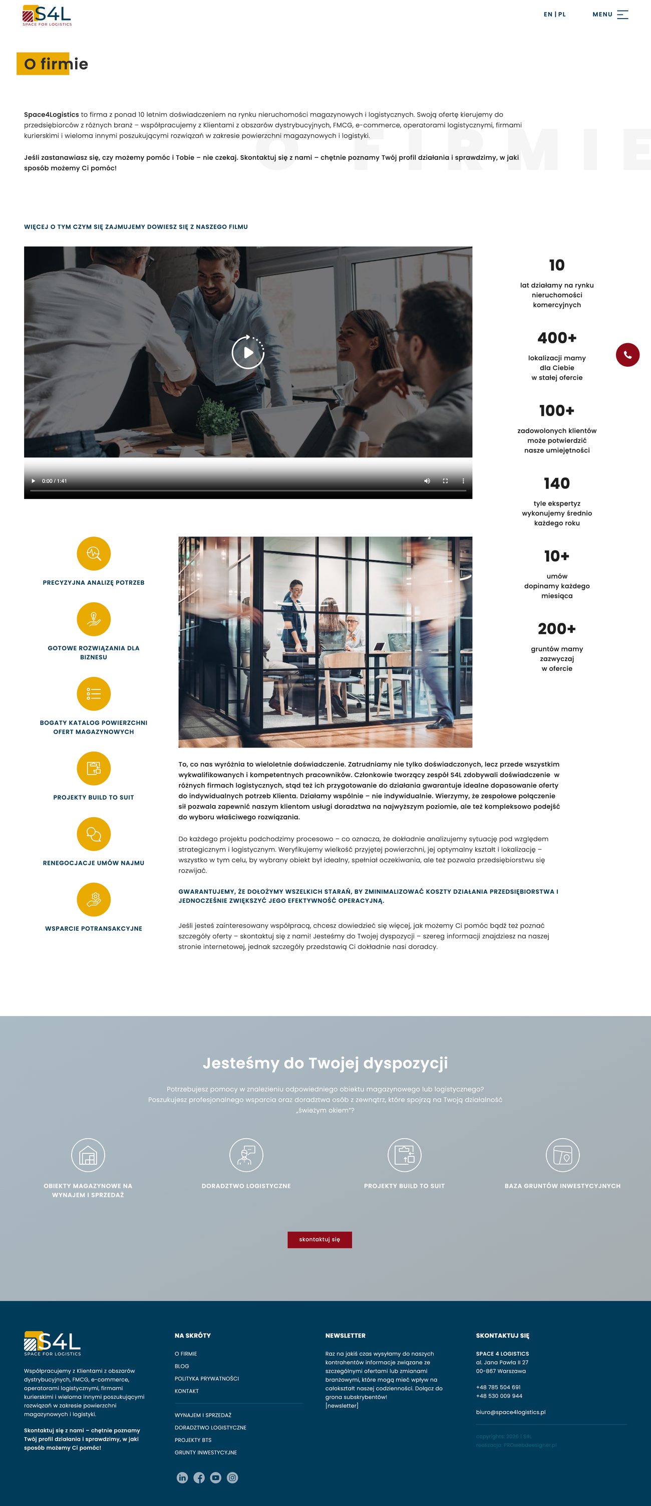 About page with company figures